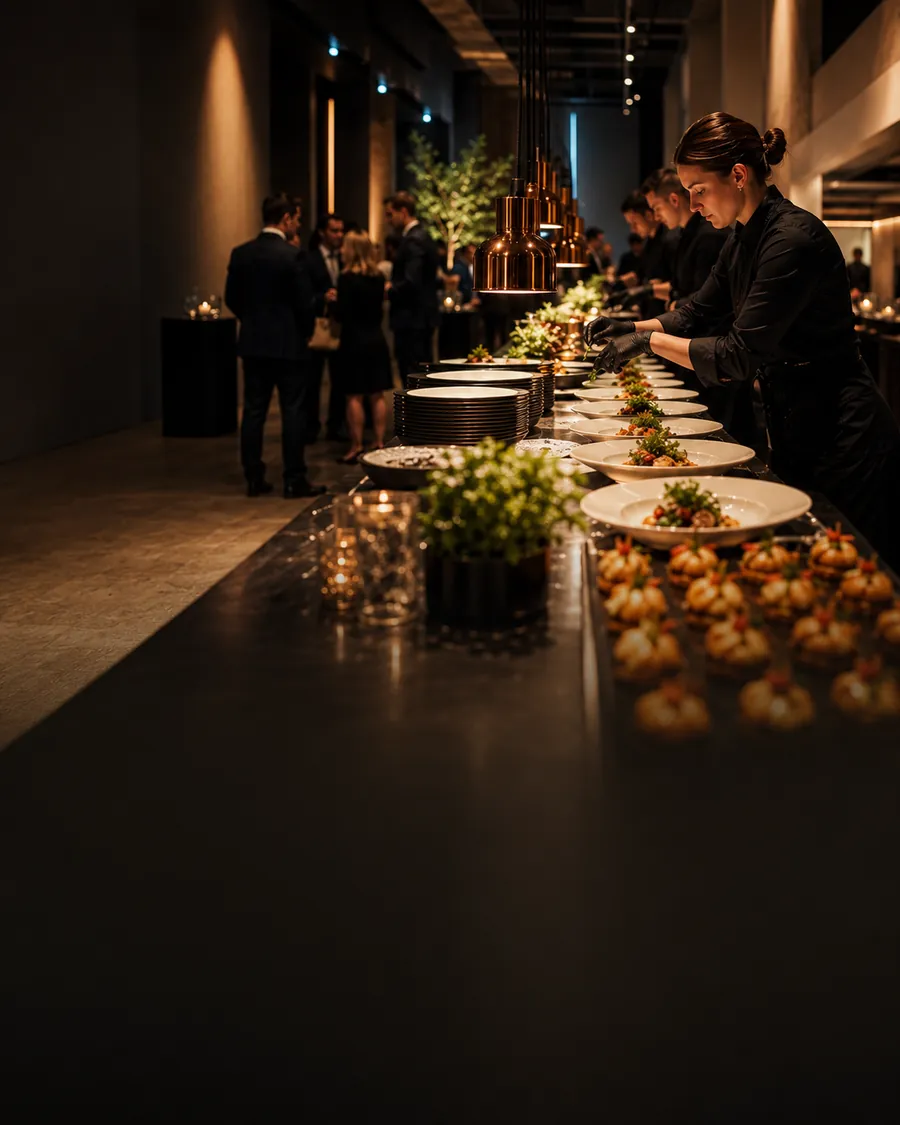 Evento corporativo servido pela Huffel Gastronomia